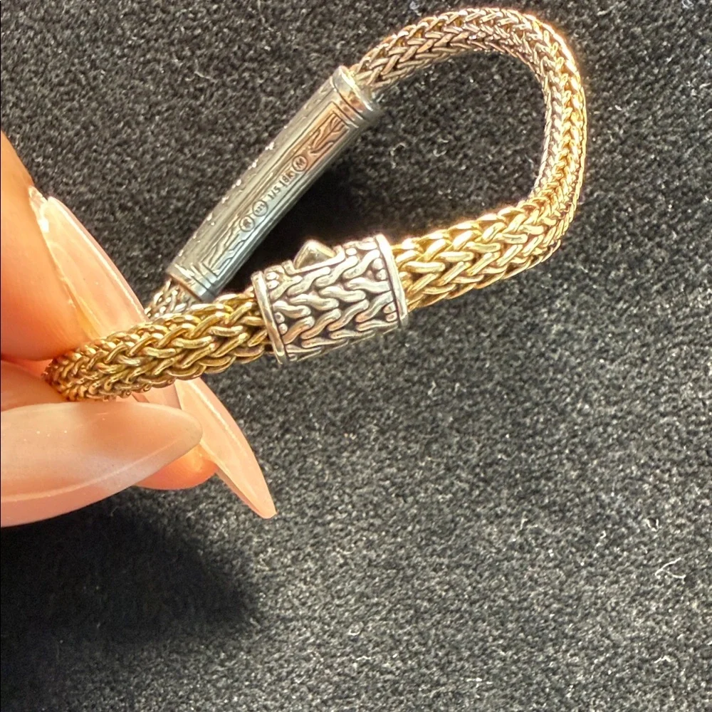 John Hardy 18k Gold and Silver Bracelet with With Yellow and Purple Stones