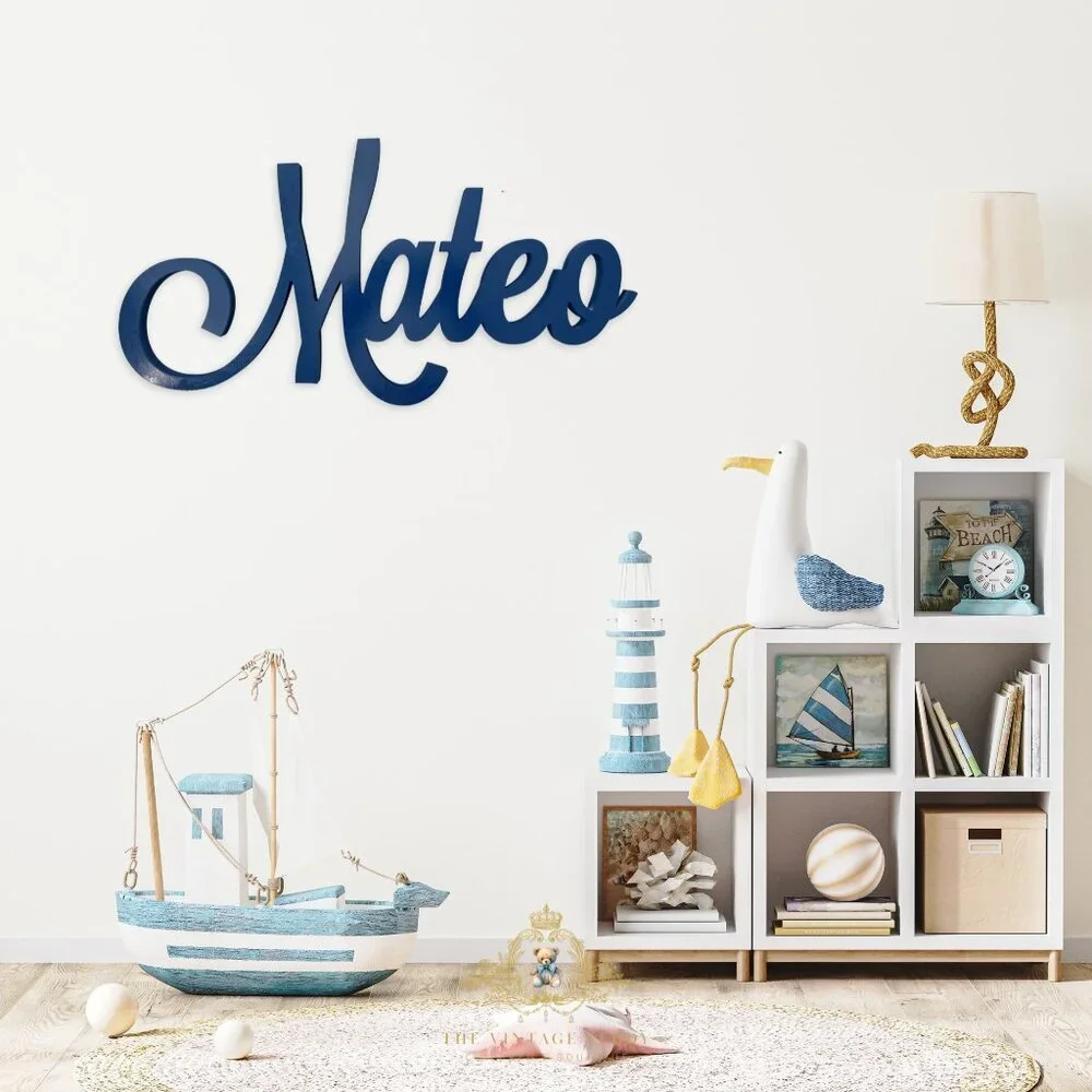 NWT Custom Personalized Wooden Child's Name Sign Nursery Kids Room Decor Mateo