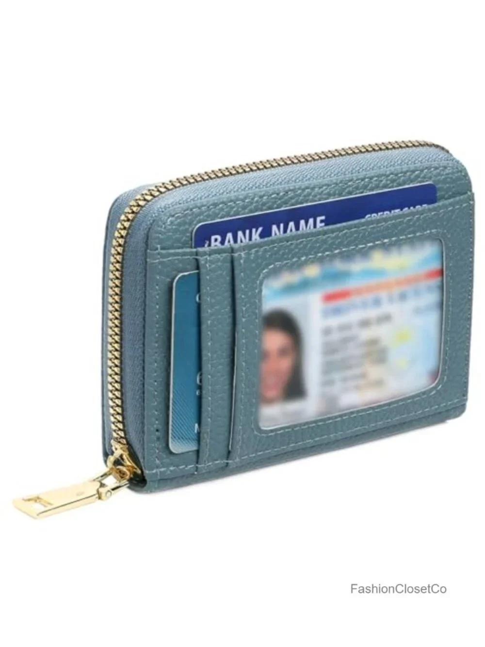 Zip-Around RFID Blocking Vegan Leather Card Holder Wristlet Wallet