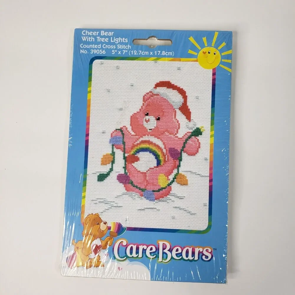 Counted Cross Stitch Kit Christmas Care Bears Cheer Bear w/Tree Lights #39056