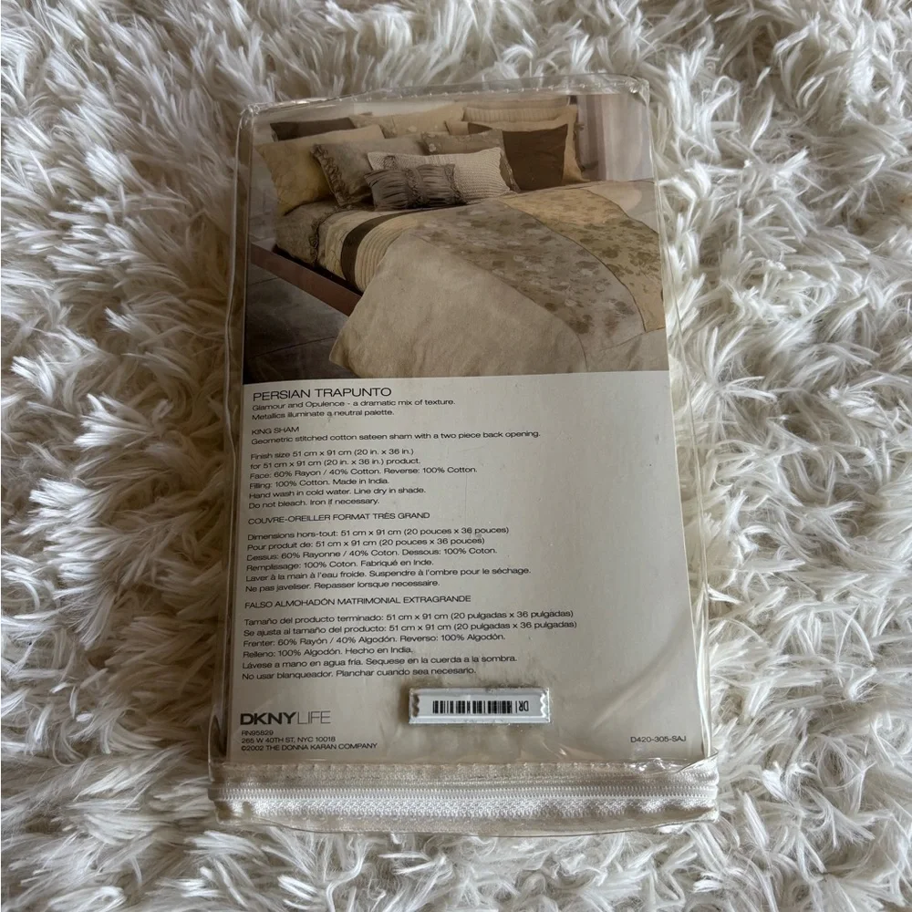 DKNY Persian Trapunto vintage king pillow sham Brand New