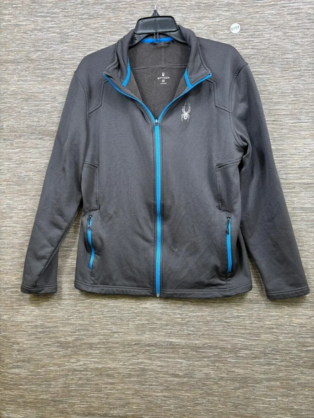 Spyder Hard Face Tech Fleece Jacket Mens Size L Dark Grey Full Zip Long Sleeve