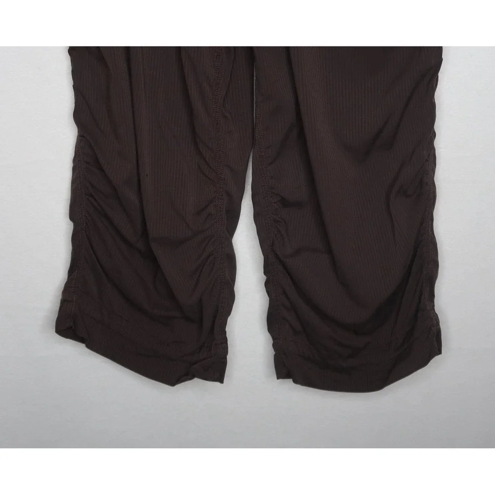 Lululemon Dance Studio Crop Pants Brown Ruched Cinch Hem Women's Size 10 Yoga