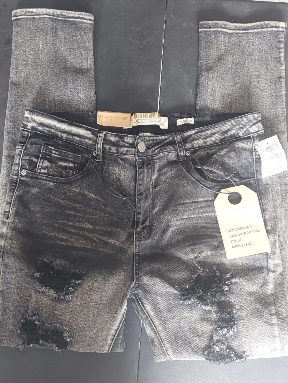 Distressed Black Men’s Jeans