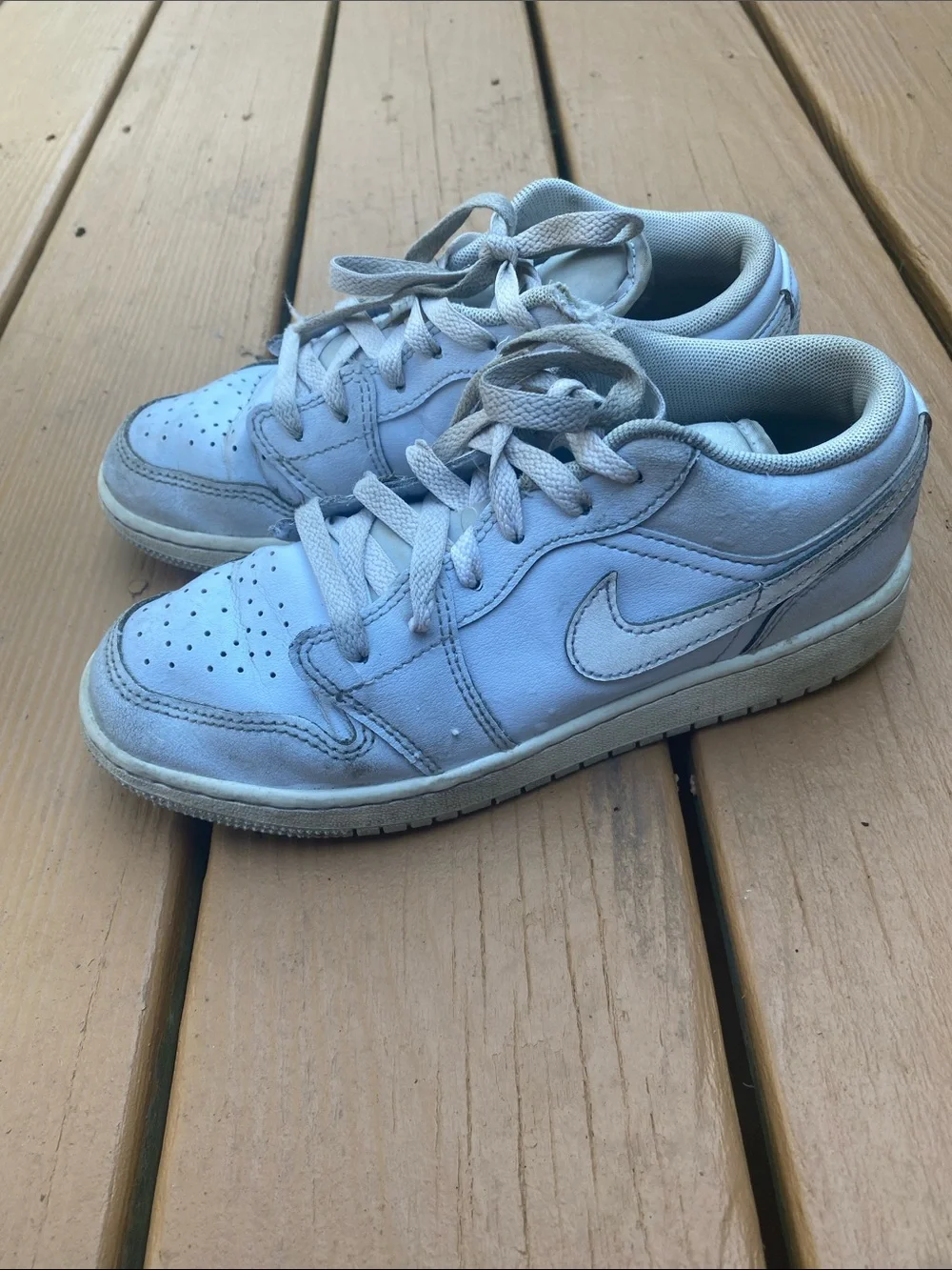 Jordan Kids Light Blue and White Low-Top Sneakers