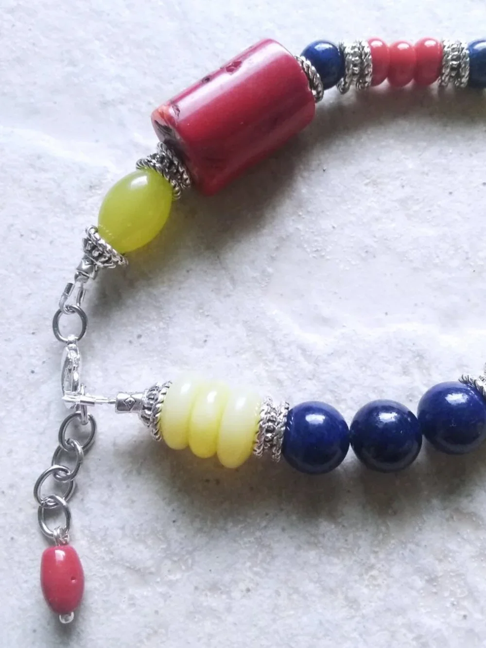 Handmade Statement Bracelet ~ Chunky Eclectic Bold Semi-Precious Stone Beads