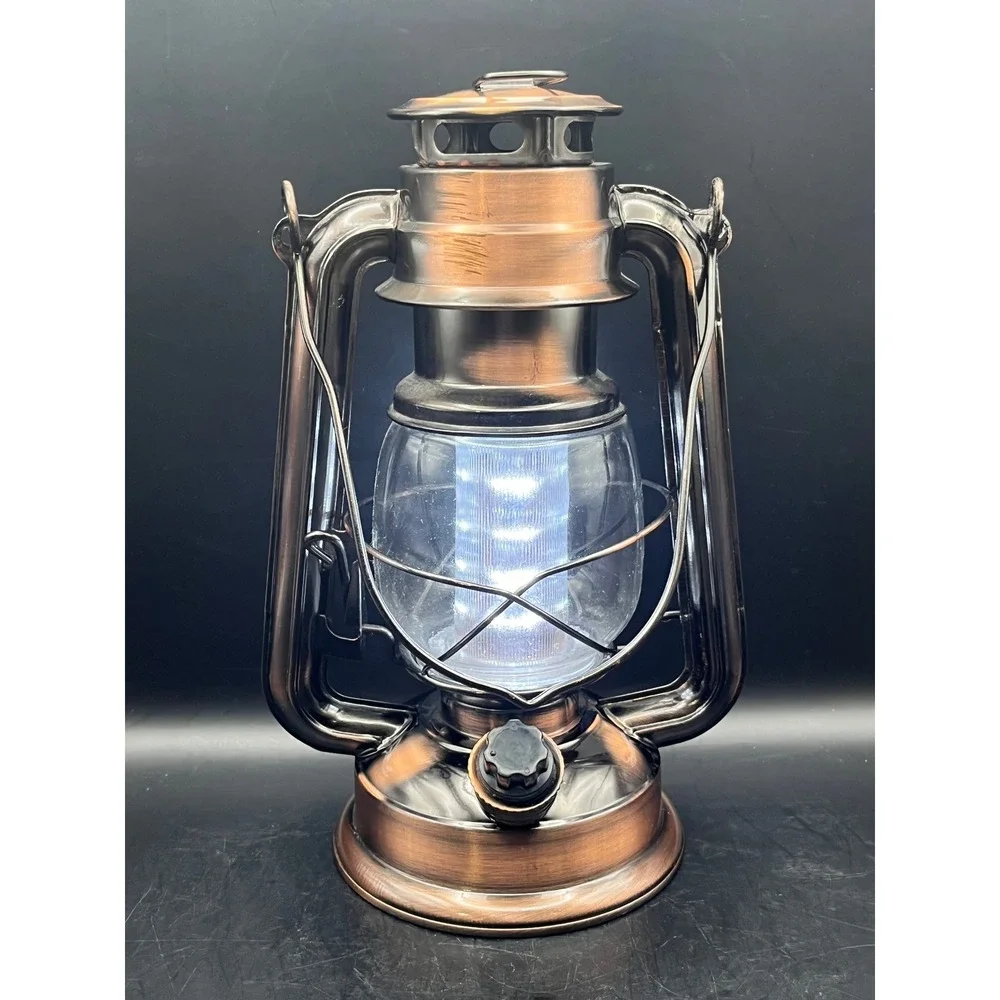 Vintage-Style LED Lantern Copper Finish Battery Operated‎ Camping Dimmer Knob