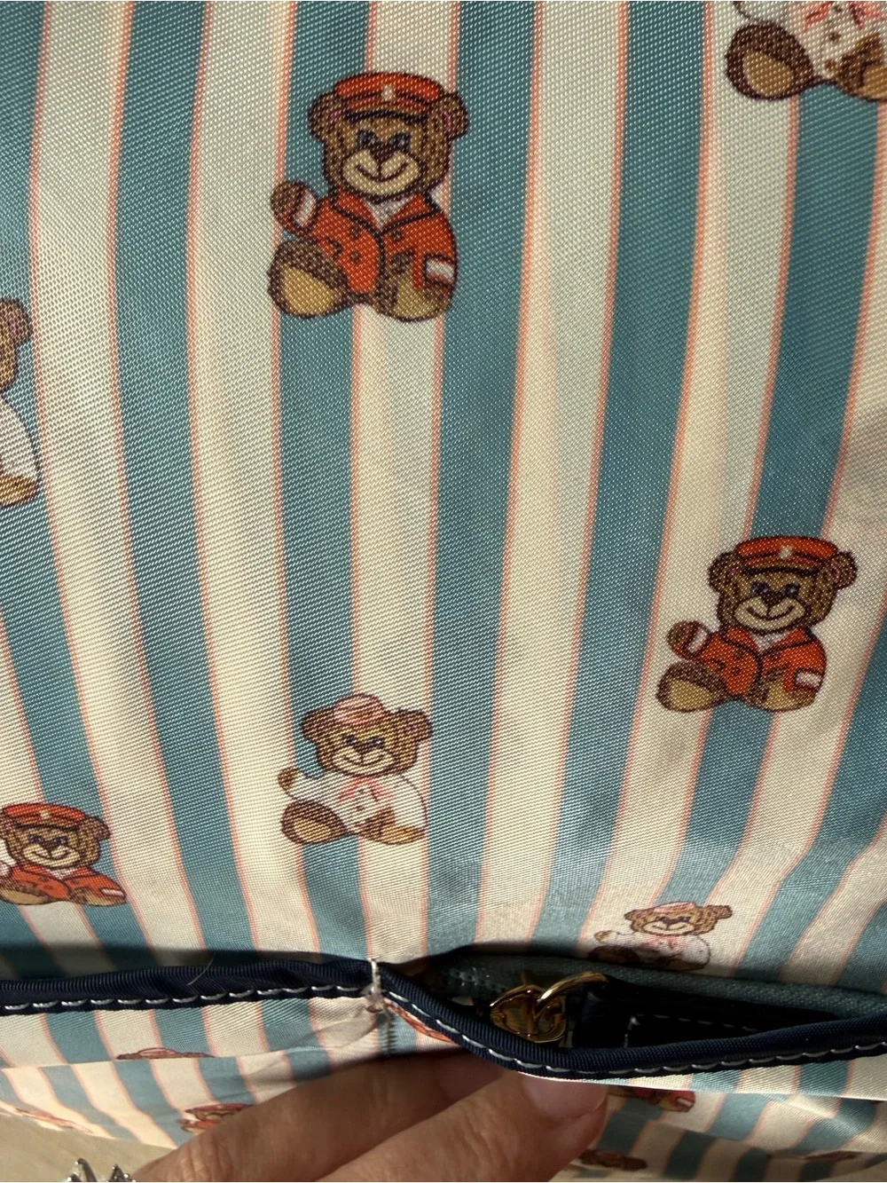 NWT Stoney Clover Lane Teddy Bear Striped Utility Tote