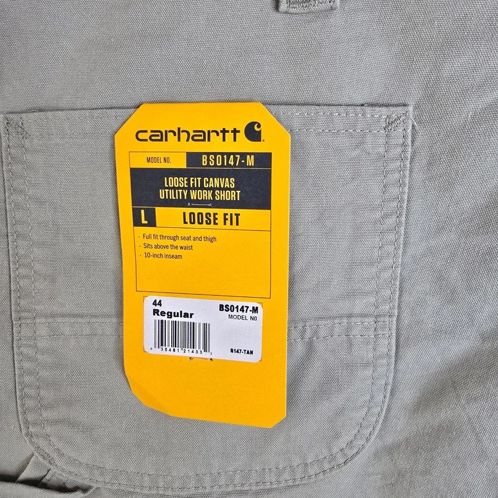 Carhartt Mens Loose Fit Canvas Utility Work Shorts Tan Khaki B147 Size 44 NWT
