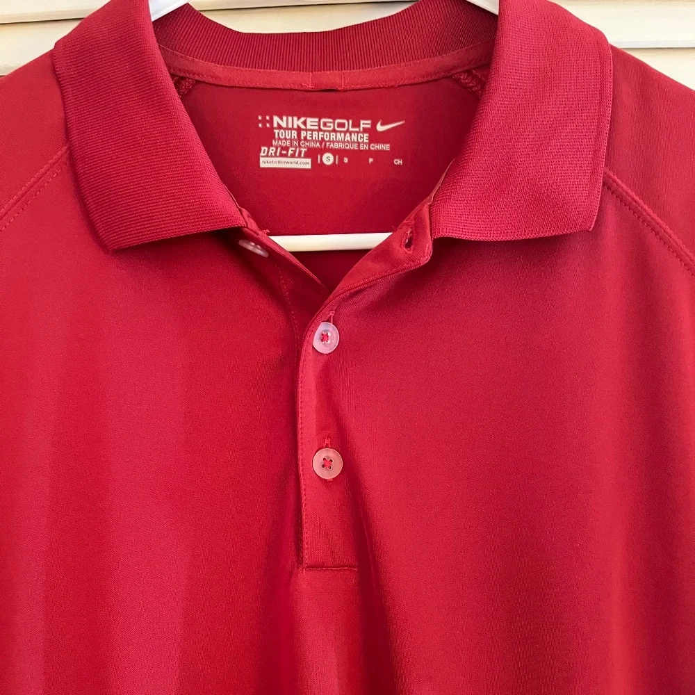 Nike MENS Brick Red Tour Performance Dri-Fit Golf Polo Sz S