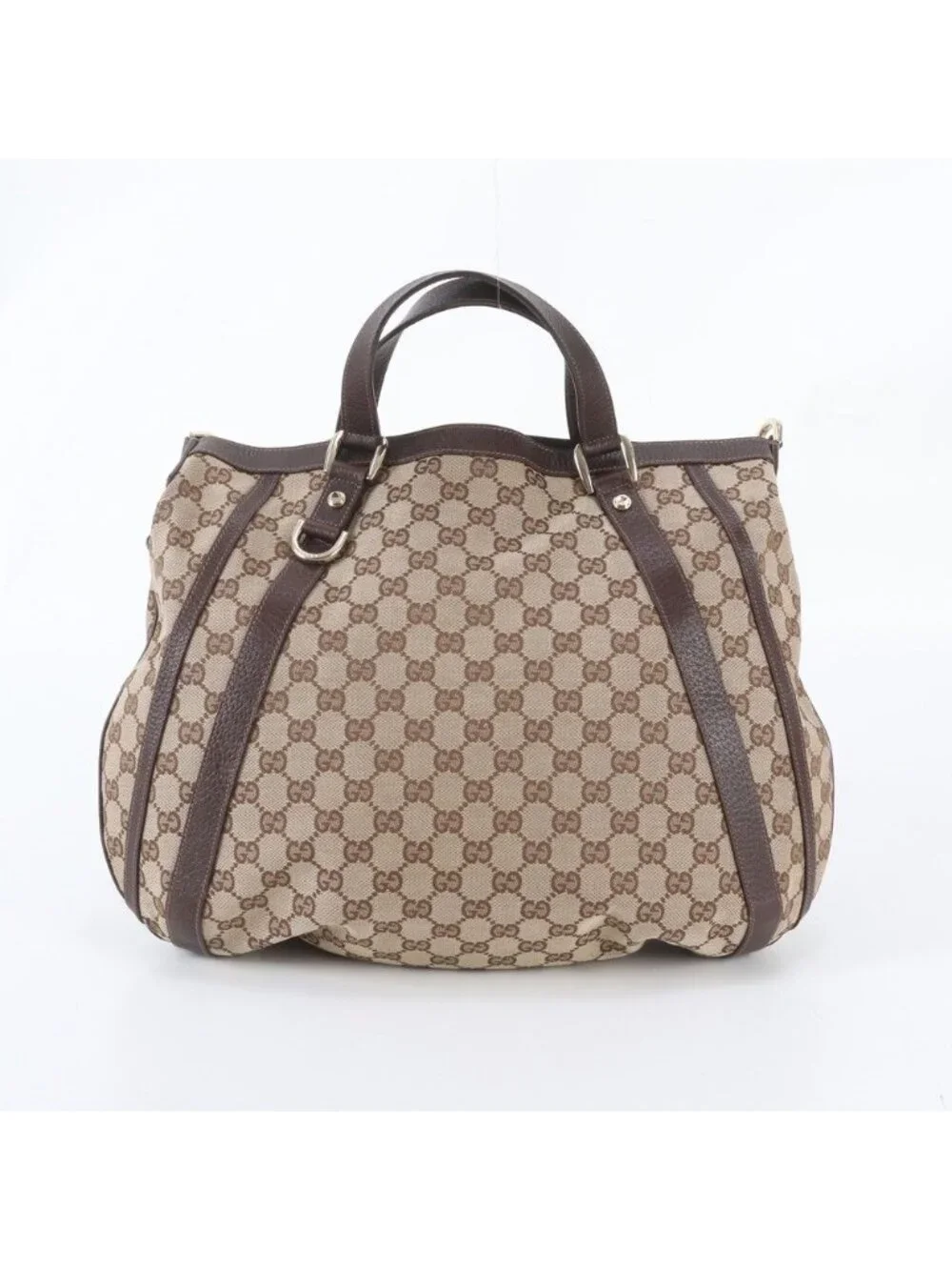 Gucci GG Canvas Abbey Leather 2-Way Shoulder Bag Tote Hand