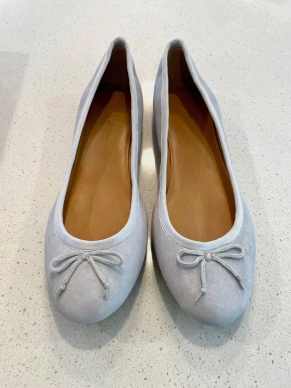 NWT J. Crew Women's Light Blue Suede Ballet Flats with Bow
