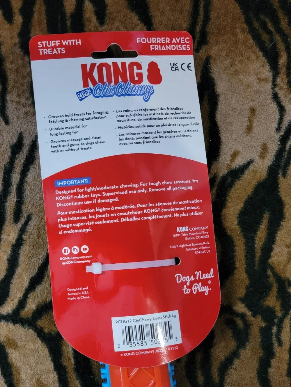 Kong Dog Zippz Chi Chewy  Interactive Treat Chew & Toss Stick. New Ea Large