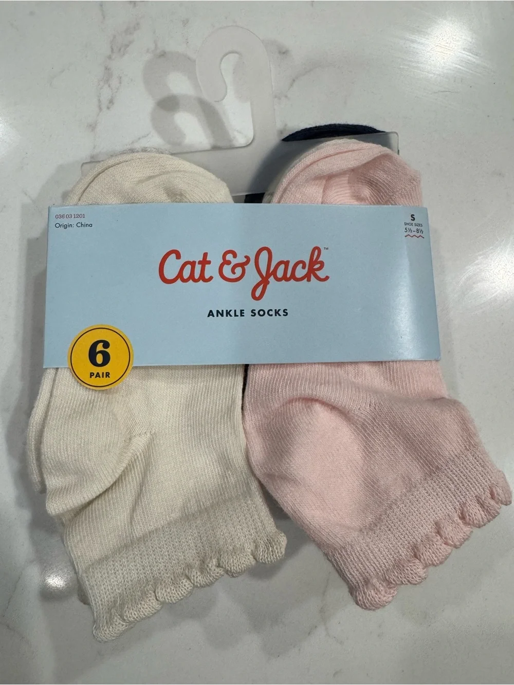 Cat & Jack Girls Ankle Socks - Pink & Cream Pack