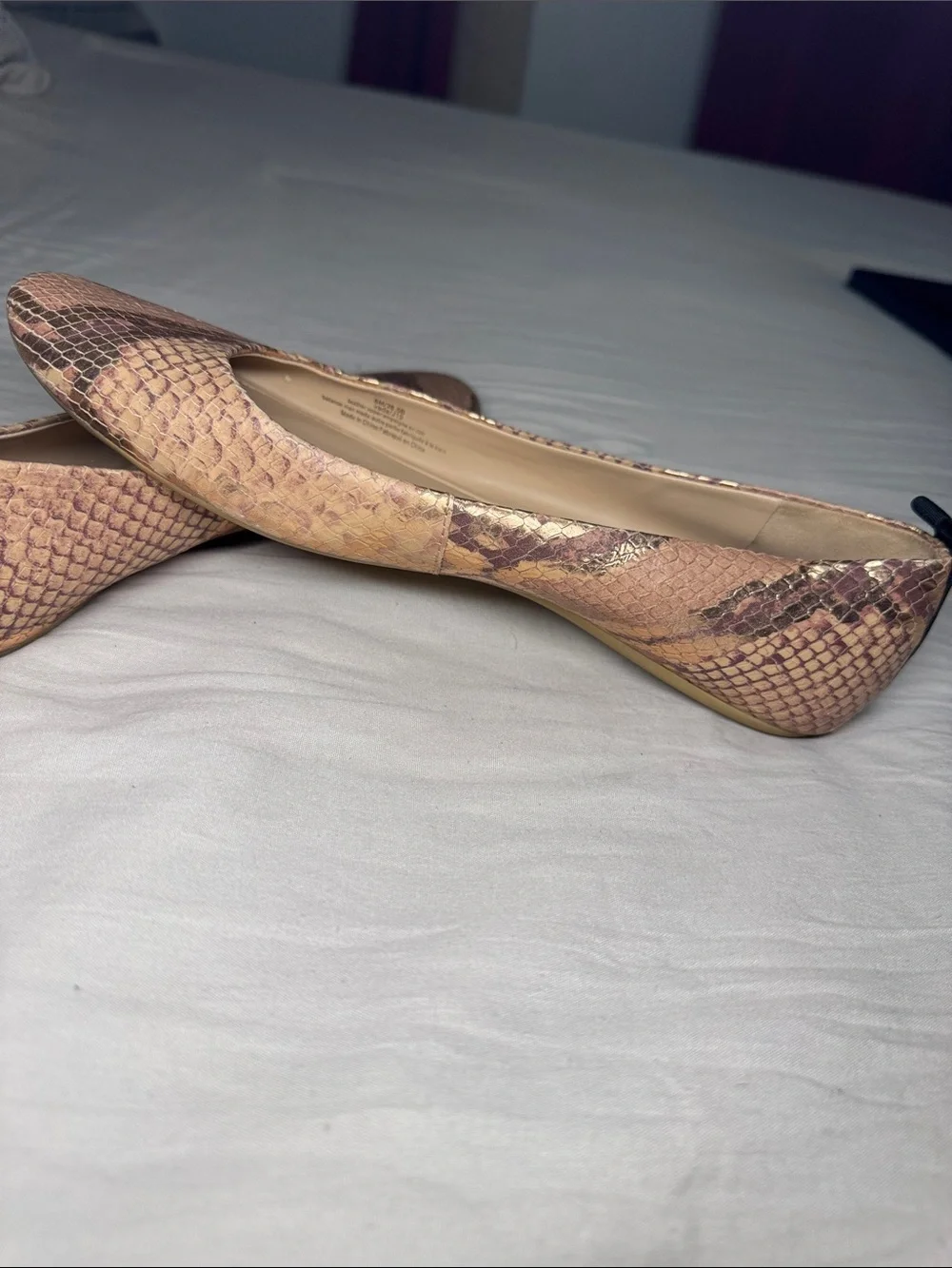 Karl Lagerfeld Rose Gold Snake-Print Flats women’s size 8