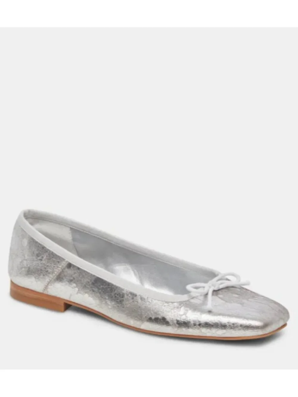 Dolce Vita Sz. 8 Silver Distressed Leather Anisa Wide Ballet Flats