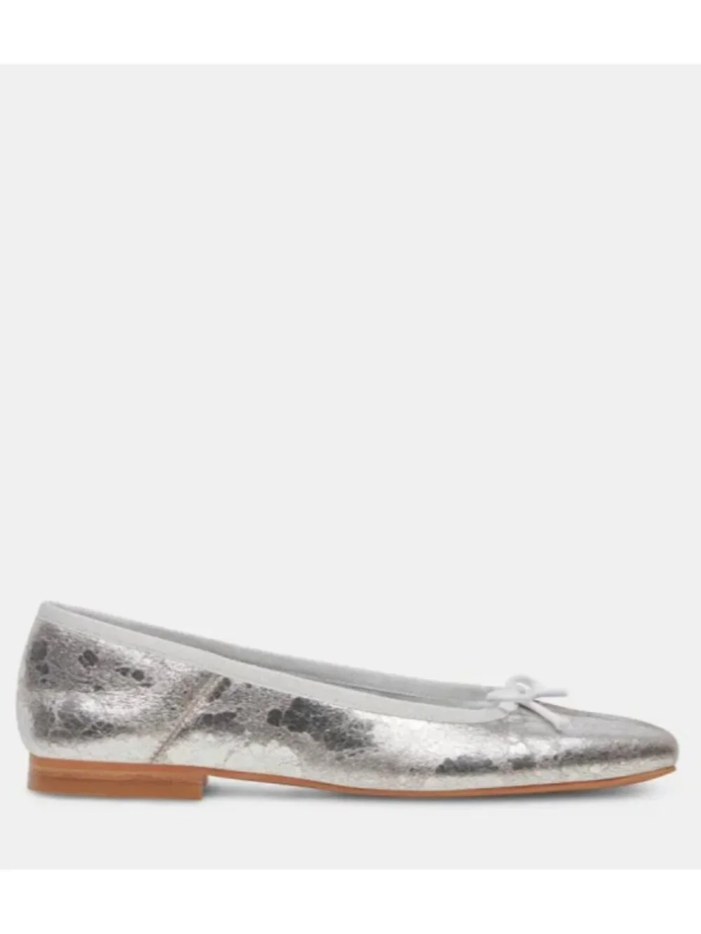 Dolce Vita Sz. 8 Silver Distressed Leather Anisa Wide Ballet Flats