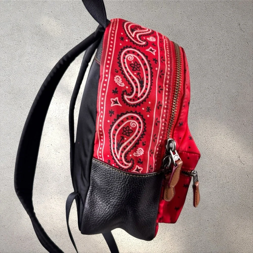 Coach x Disney Mini Charlie Backpack Paisley Prairie Bandana Backpack‎ F59831