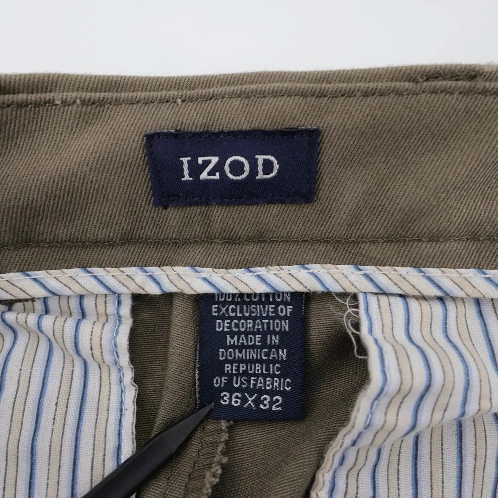 NEW‎ IZOD Madison SportFlex Flat Front Chino Pants Tarmac Mens 36x32