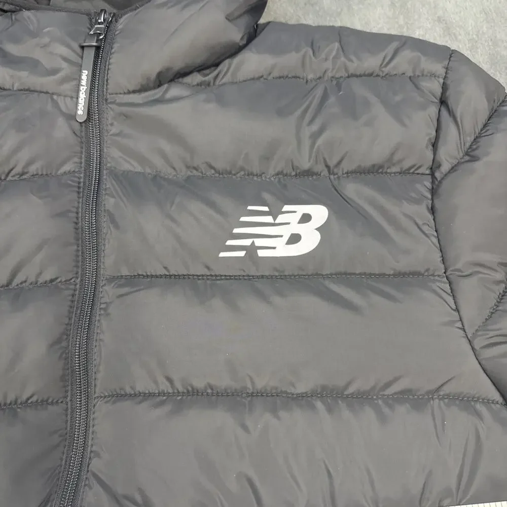 New Balance Men's Puffer Quilted Black Tech Jacket Water Resistant Size Medium