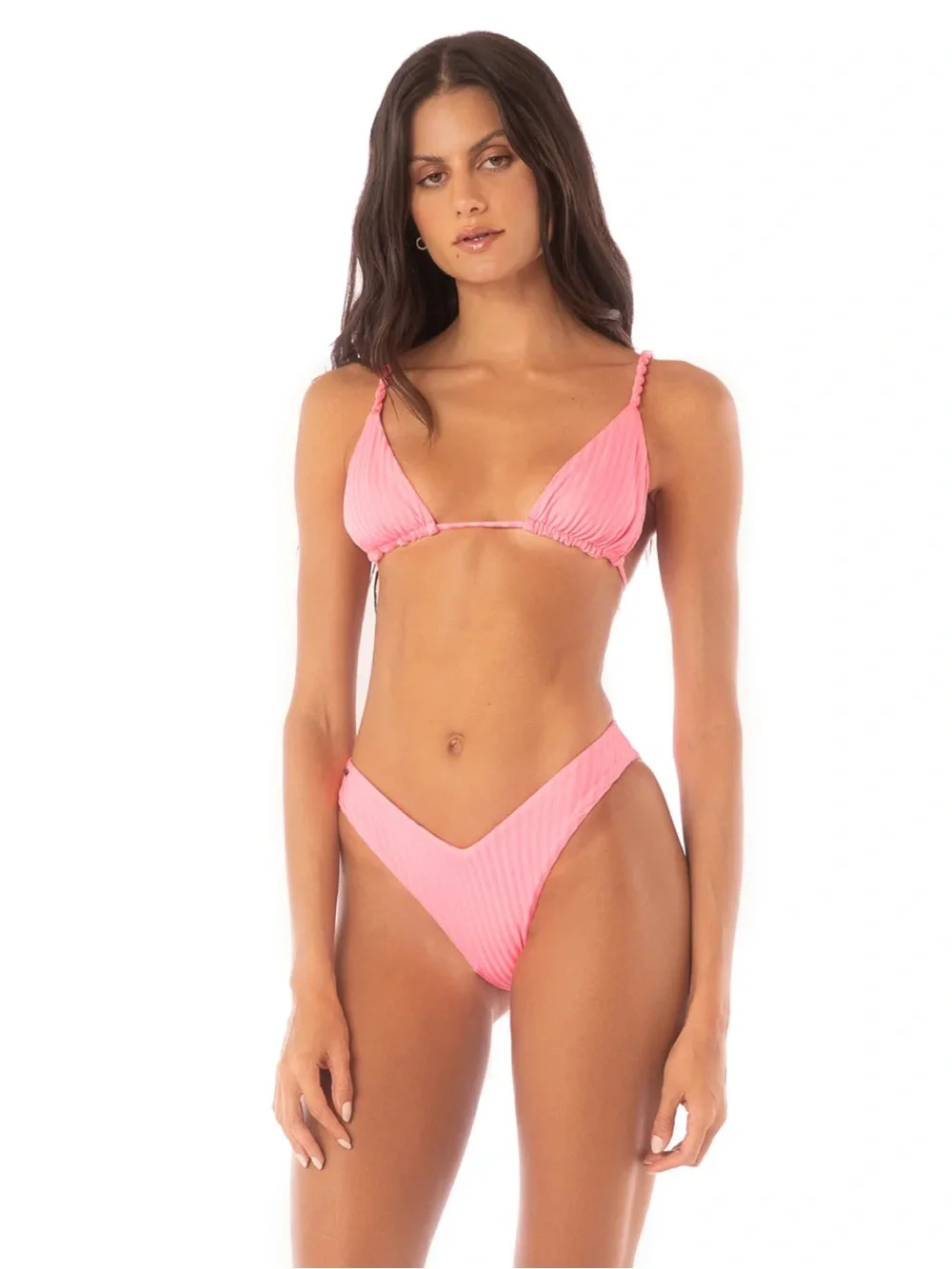 NWT Maaji Taffy Pink Upbraid Sliding Triangle Bikini Top