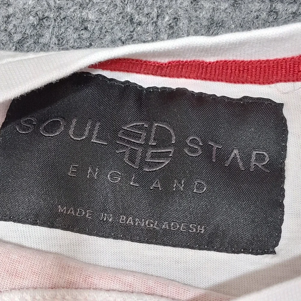 Soul Star England Short Sleeve T-Shirt Men's 3XL White and Red‎ Logo
