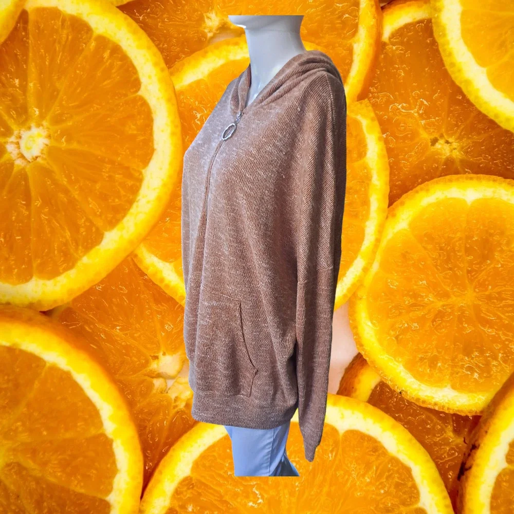 White Birch Orange Marled 1/4 Zip Hoodie Sweatshirt Size‎ XL