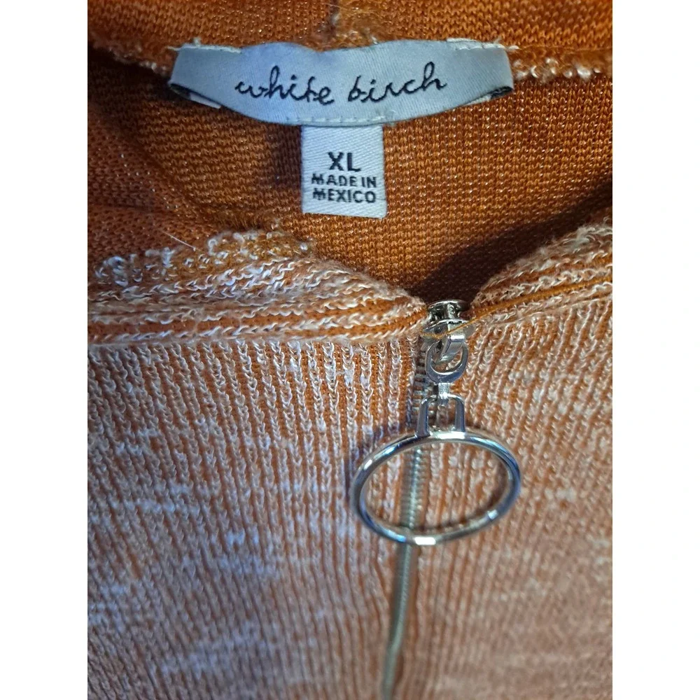 White Birch Orange Marled 1/4 Zip Hoodie Sweatshirt Size‎ XL