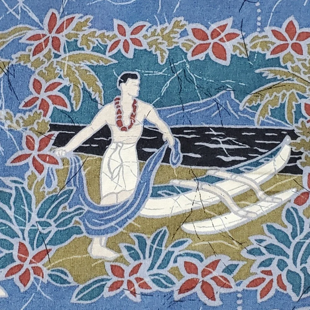 Hilo Hattie Made in Hawaii XL Button Up‎ Shirt Blue Hawaiian Design PLEASE READ