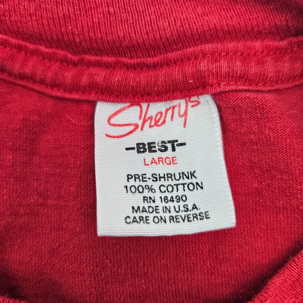Vintage Sherrys Best Florida Mickey Mouse Embroidered Graphic T‎ Shirt Red Large
