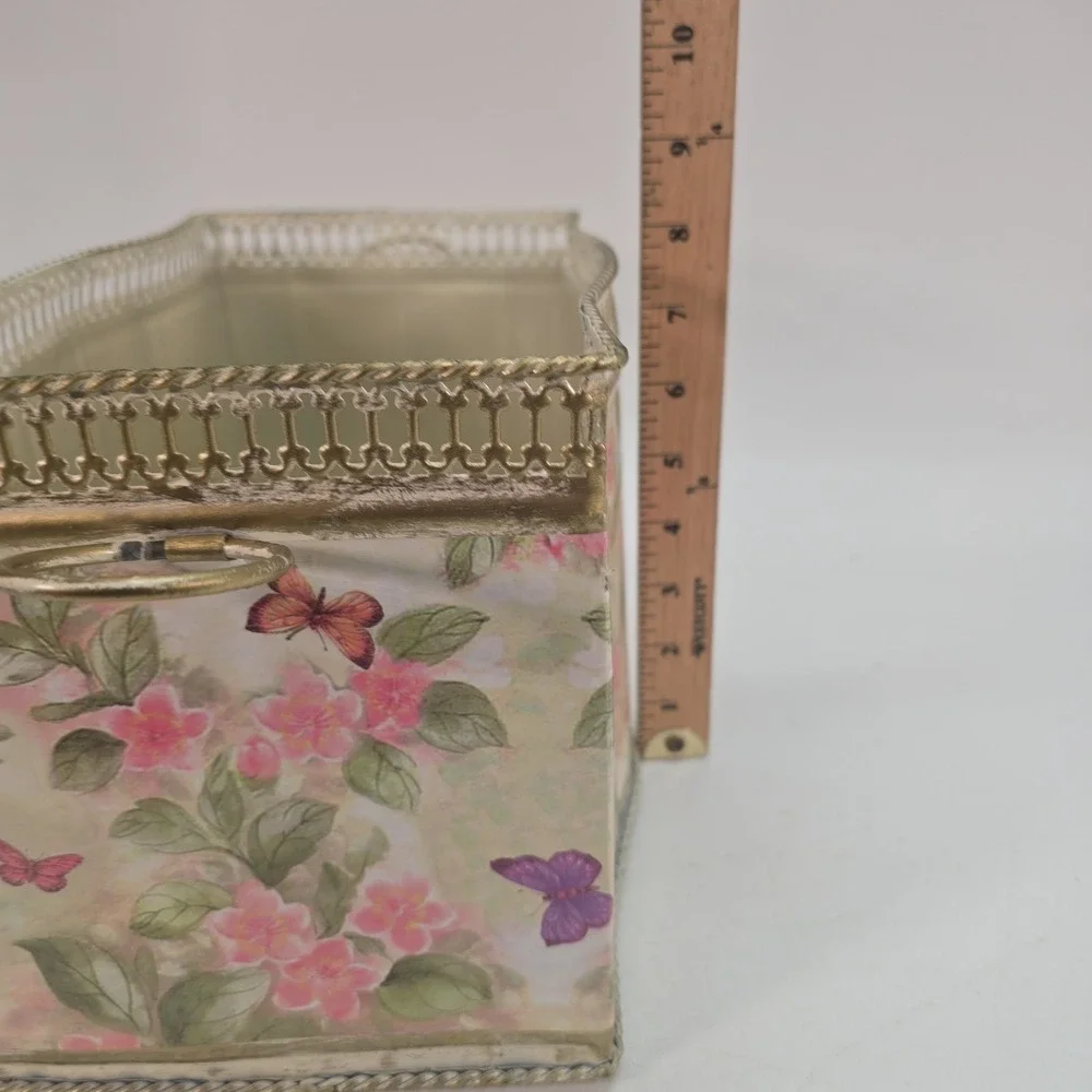 Burton + Burton Decorative Metal Tin Planter Floral & Butterfly 12