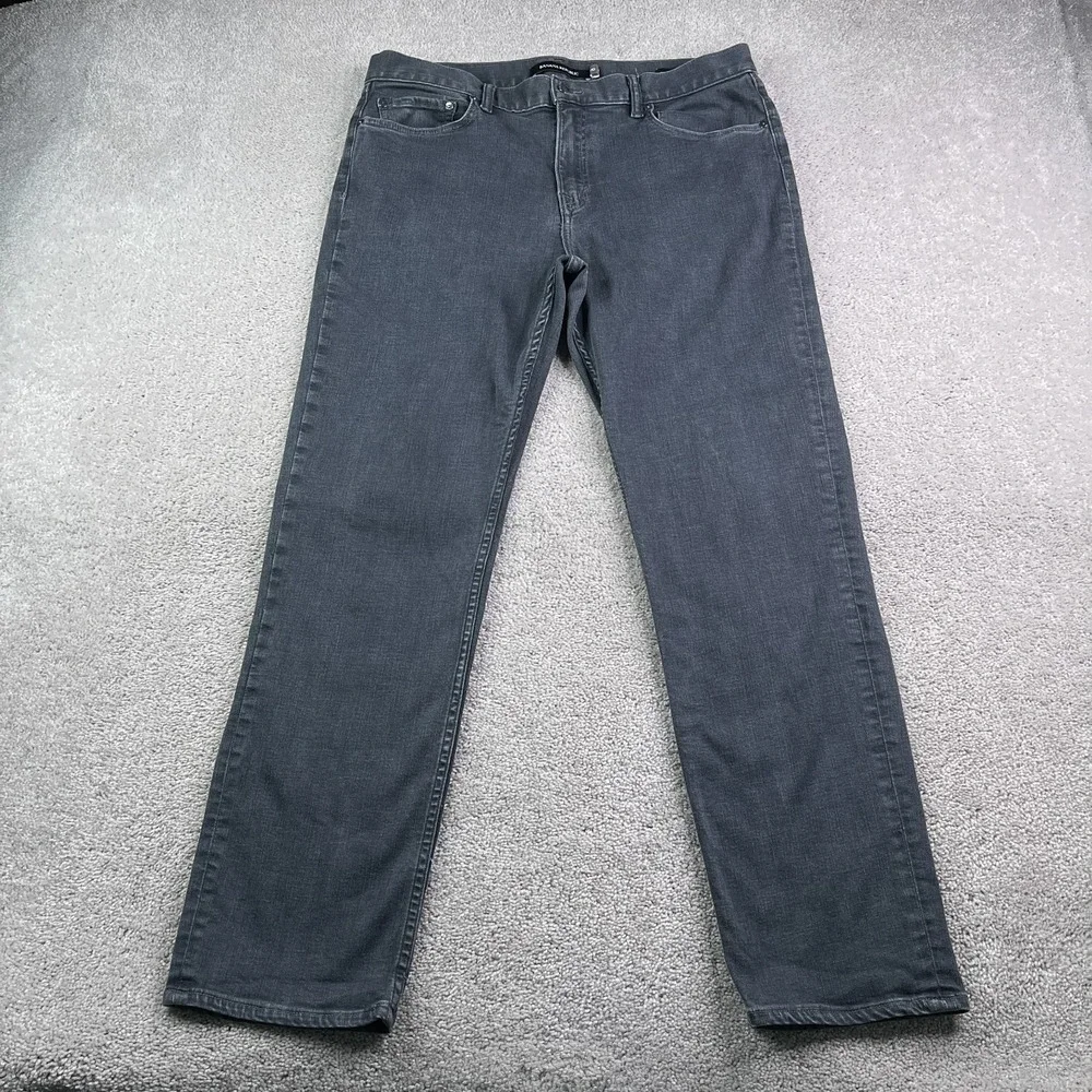 Banana Republic Jeans Mens 36x32 Gray‎ Black Slim Rapid Movement Denim Stretch