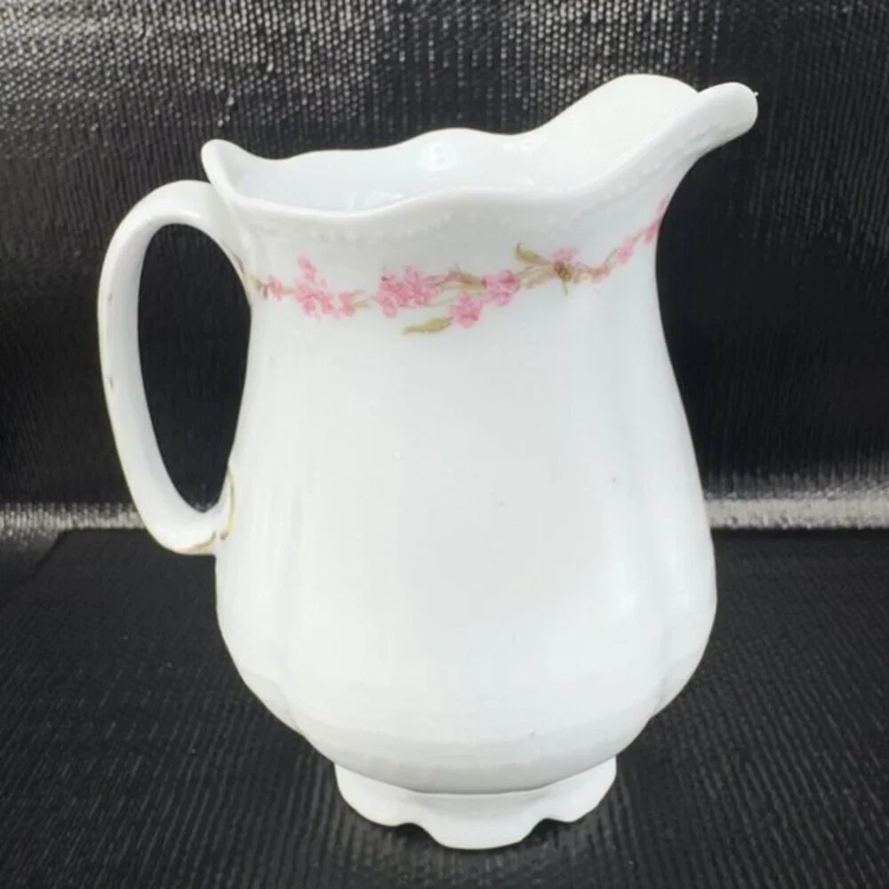Antique Victoria Austria Fine Porcelain Small Pitcher Creamer Floral Pattern VTG
