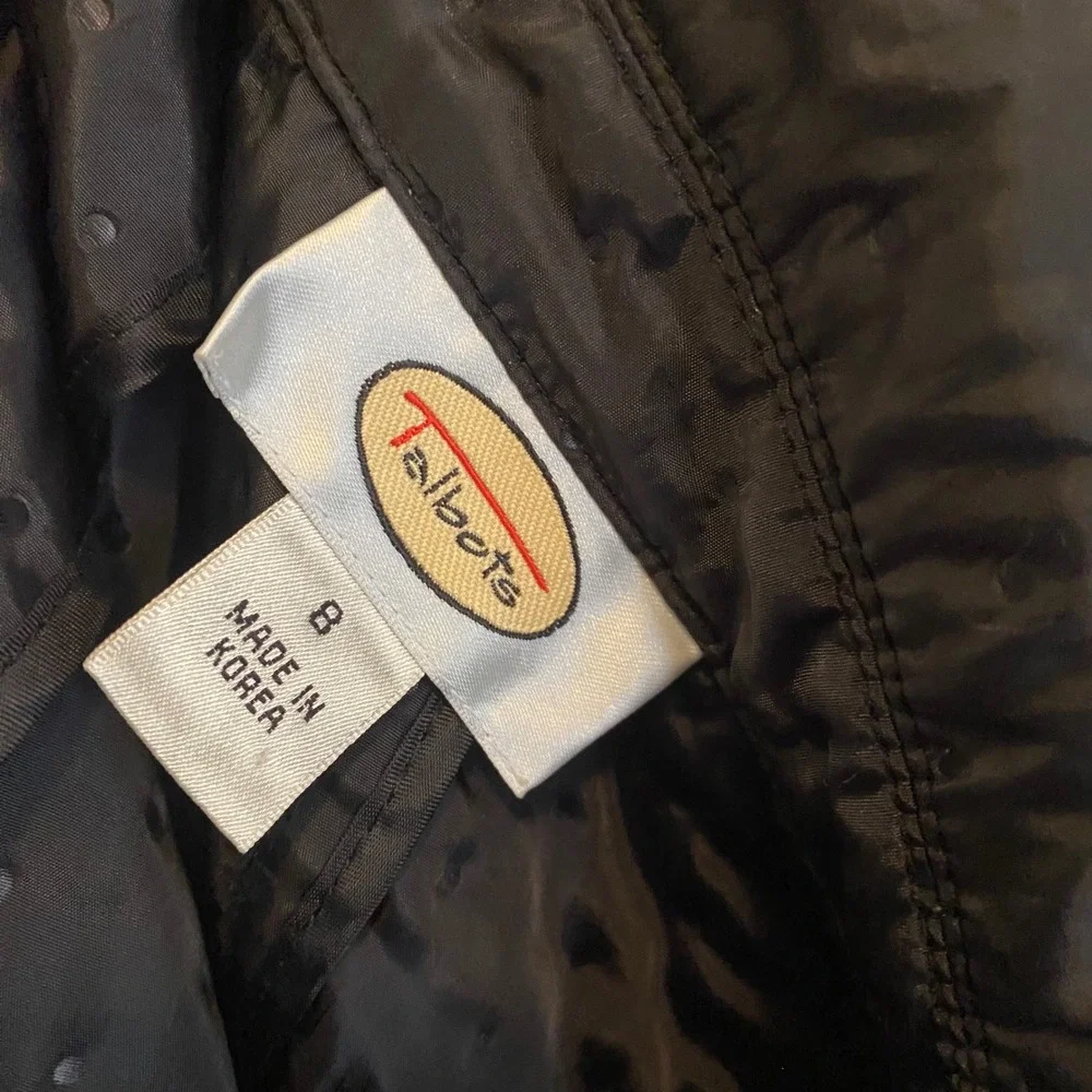 Talbots Quilted Jacket Vintage Dark Academia Outerwear Women 8 Black Zip Up