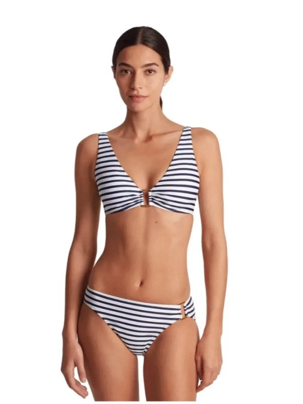 Lauren Ralph Lauren Bikini Top Women's 6 Luxe Striped Adjustable Strap DDR2679