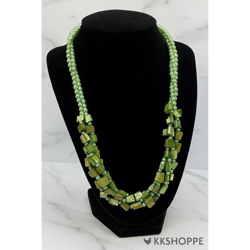 Vintage-Inspired Beautiful Green‎ Beaded Layered 23