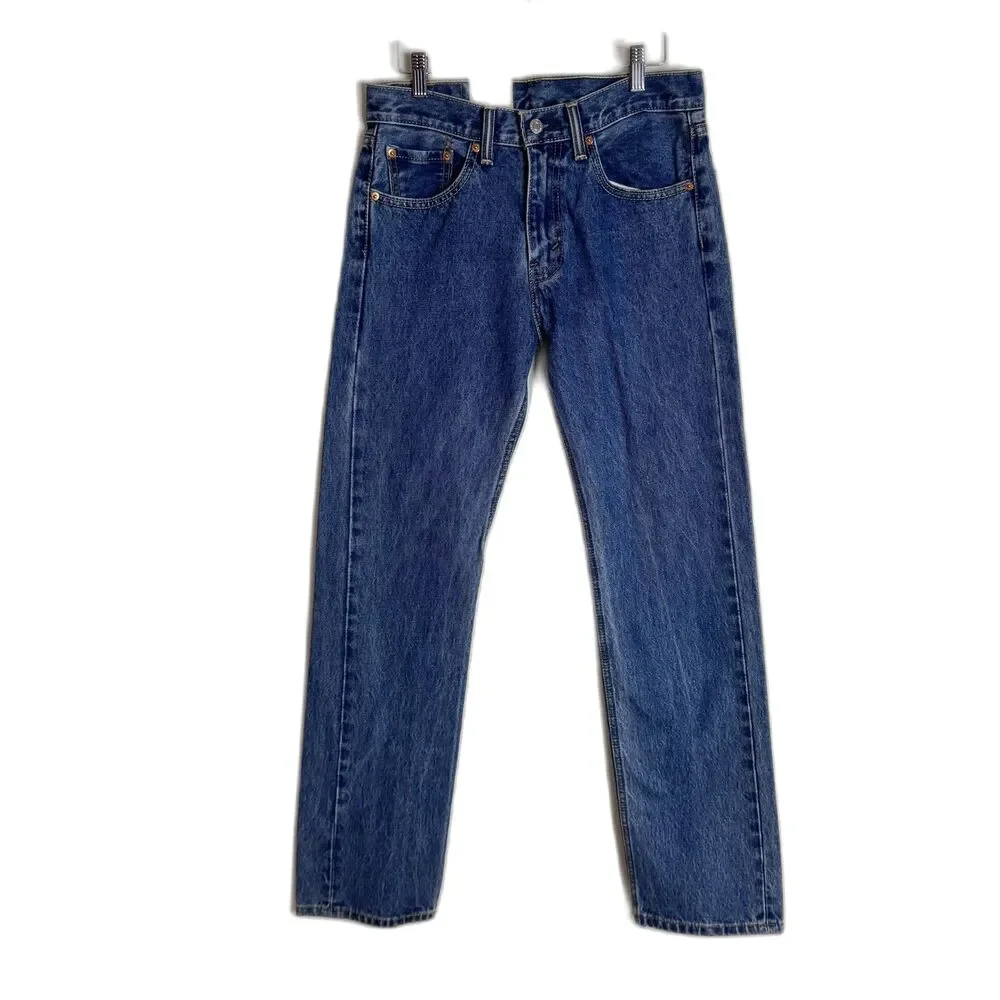 Levis 505 Jeans Mens 30x32 Blue Regular Fit Straight Leg Denim Pants Classic