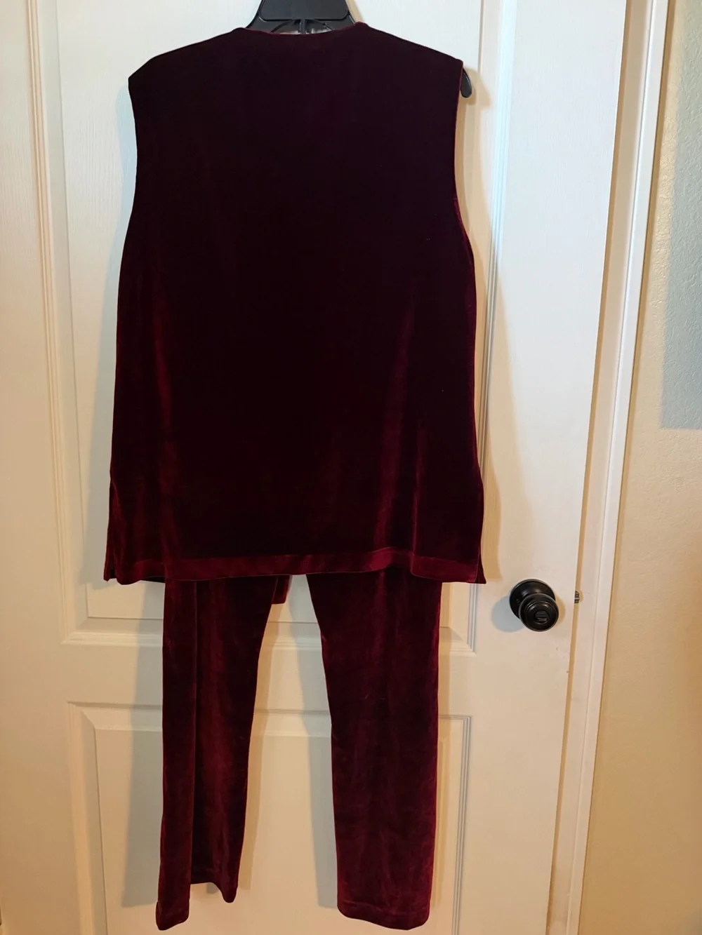 Velvet Aubergine Vest & Elastic Waist Pants Set (waist 16-20”, P2P 21” buttoned)