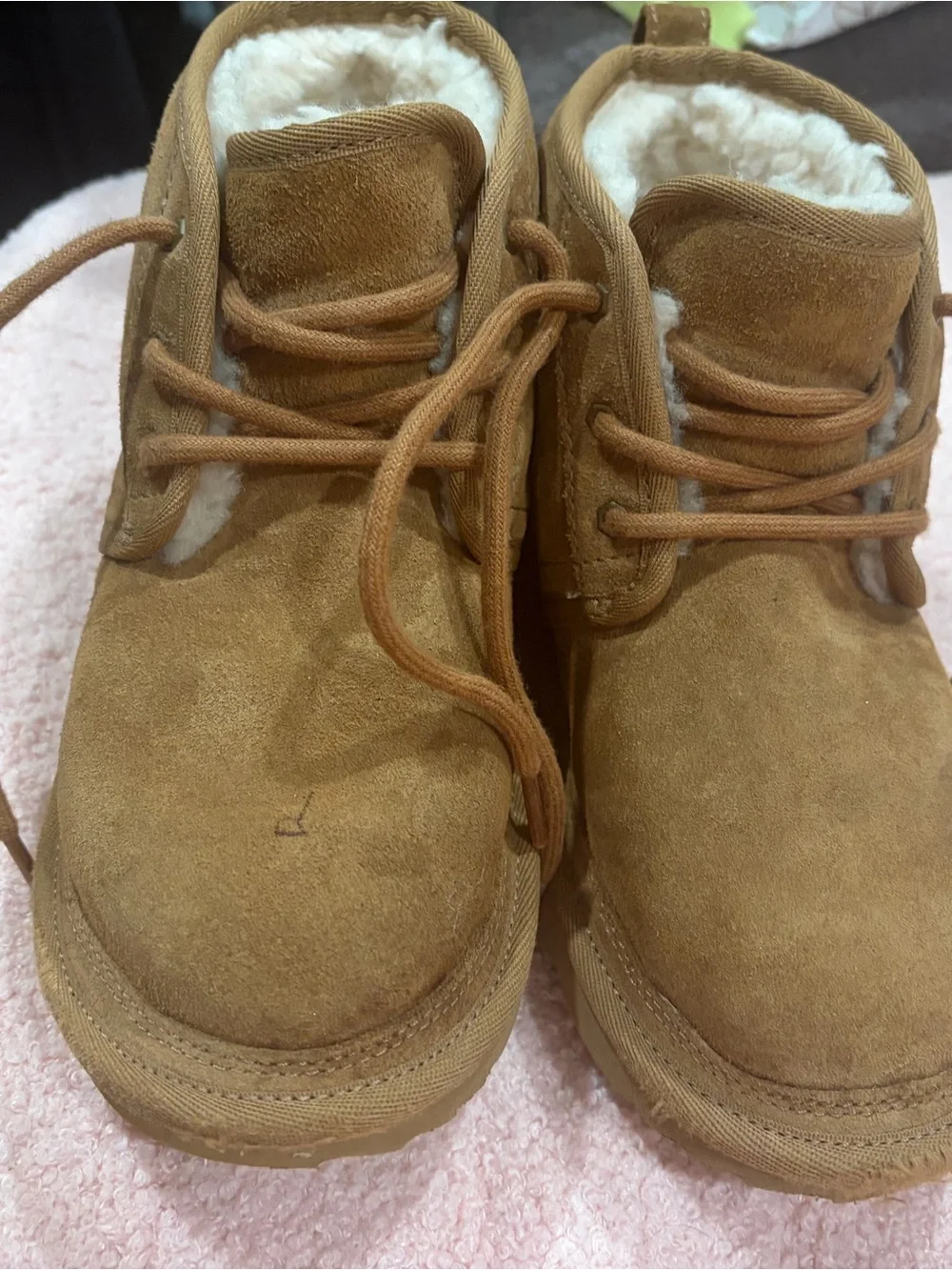 UGG Kids Chestnut Suede Lace-Up Ankle Boots