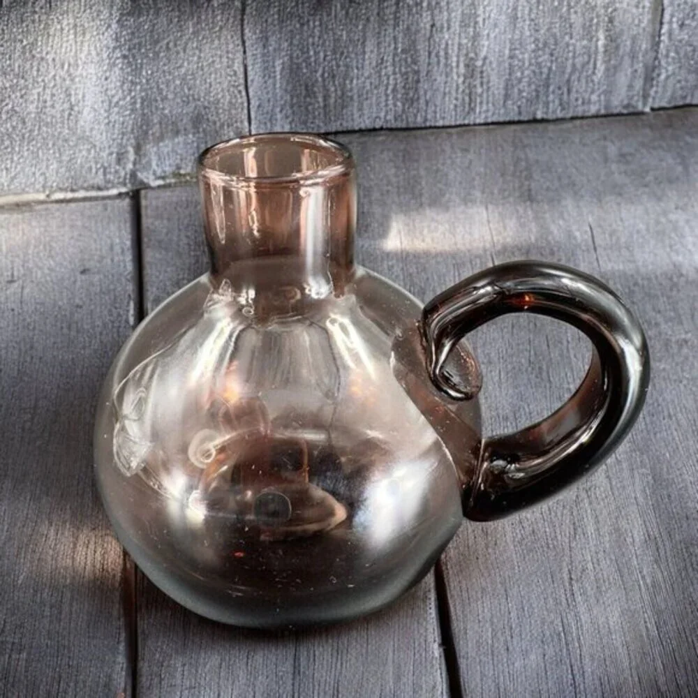 Vintage Mid Century Amethyst Purple Glass Jug Pitcher Container With‎ Handle VTG