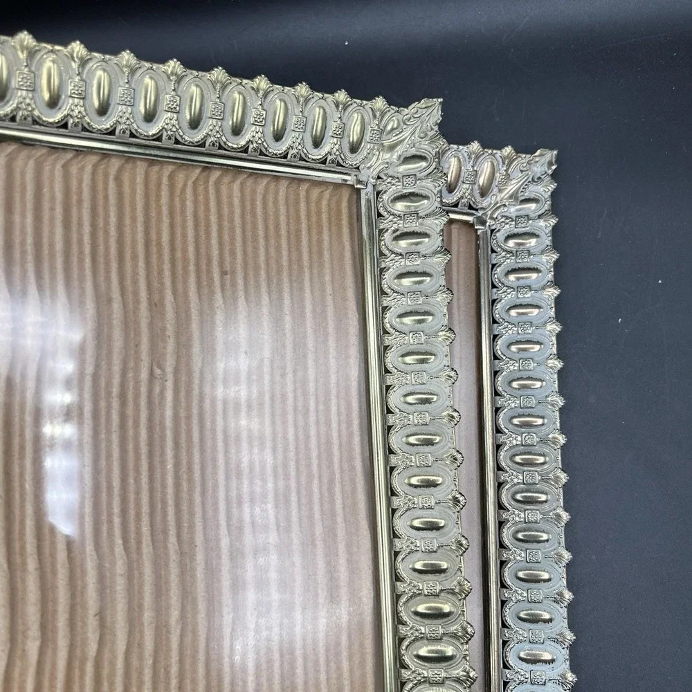 2 VTG Picture Frame Regency Gold Metal Filigree Fancy Ornate Clear Glass 8x10
