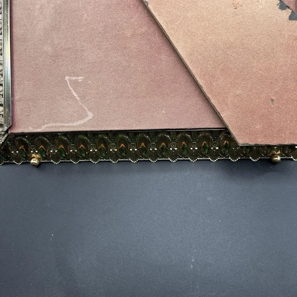 2 VTG Picture Frame Regency Gold Metal Filigree Fancy Ornate Clear Glass 8x10