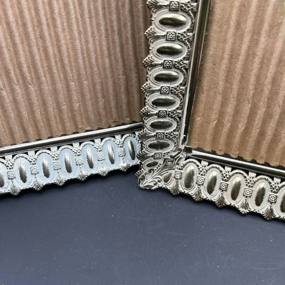 2 VTG Picture Frame Regency Gold Metal Filigree Fancy Ornate Clear Glass 8x10