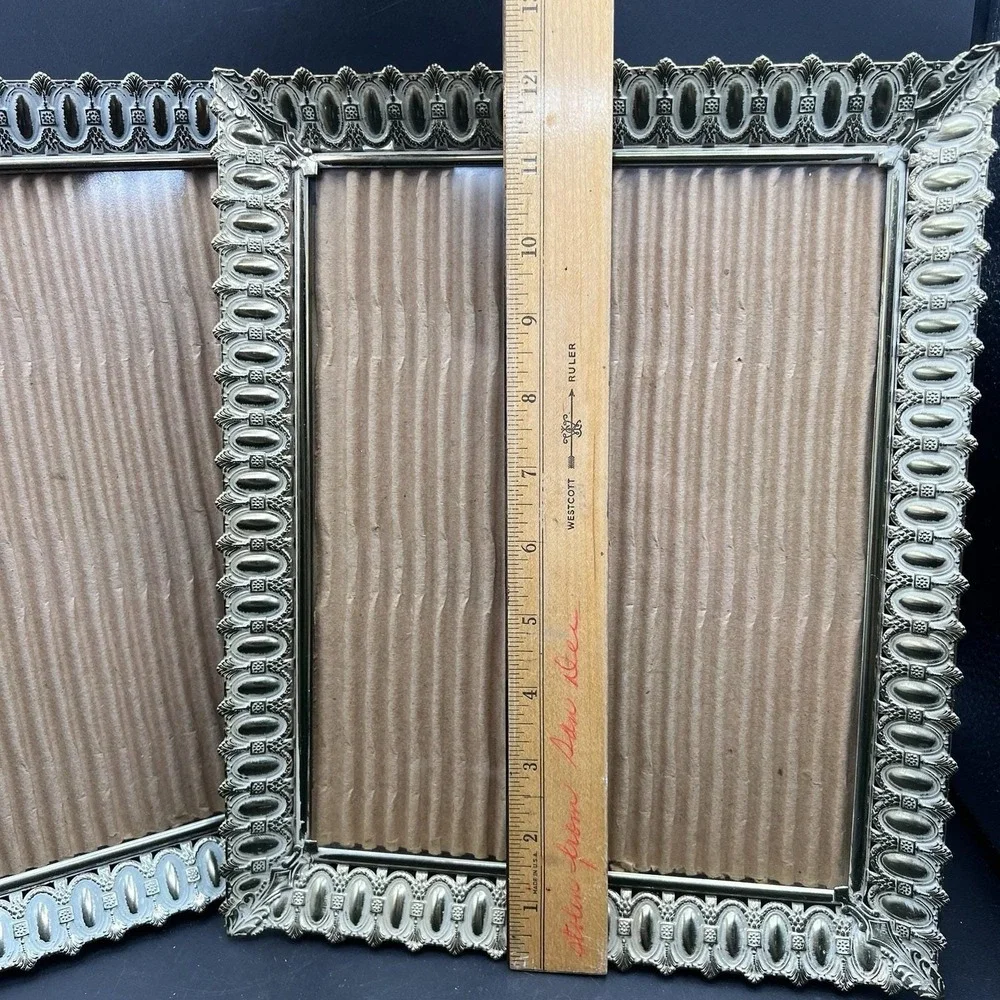 2 VTG Picture Frame Regency Gold Metal Filigree Fancy Ornate Clear Glass 8x10