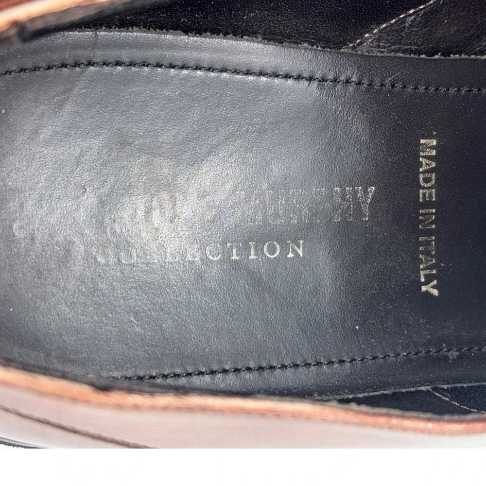 JOHNSTON & MURPHY Collection Mens Brown Leather Shoe Sneaker‎ Dress Derby Italy