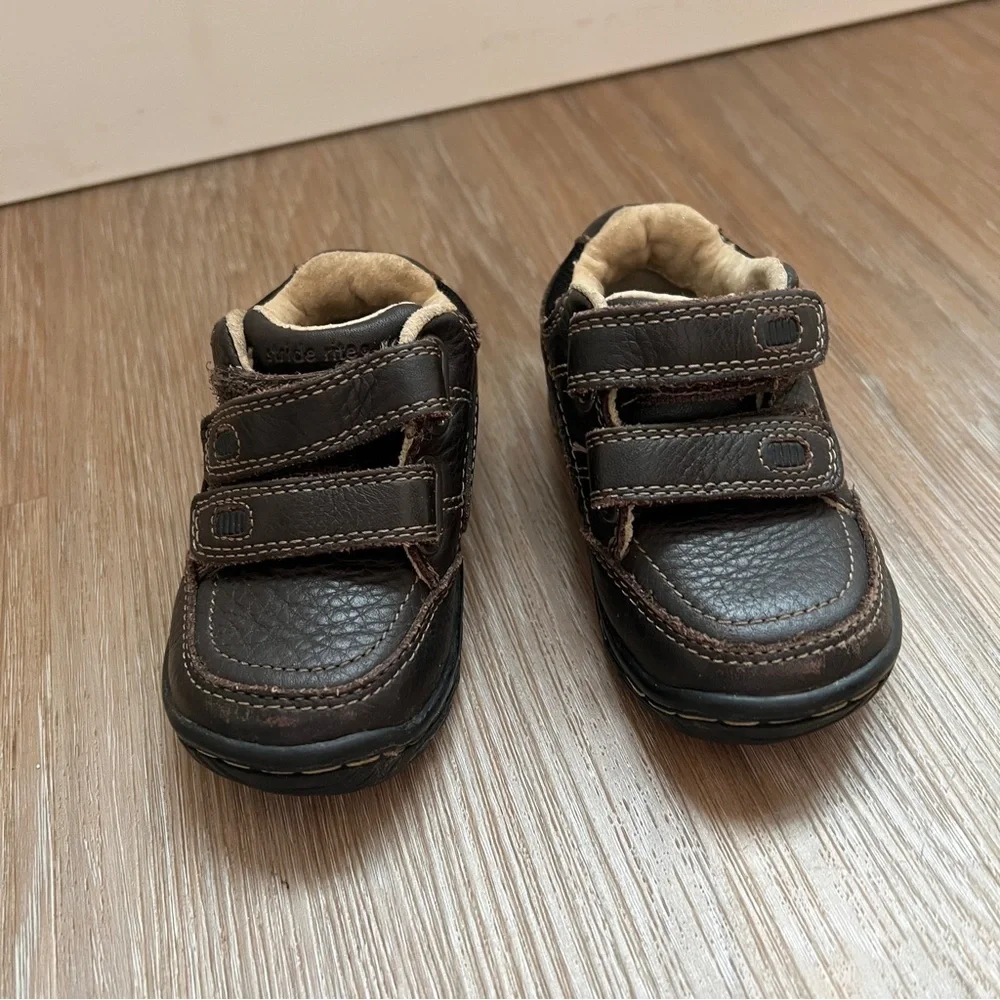 Stride Rite SRT Pierce Boys Brown Leather Shoes Size 4.5 Wide baby first walker