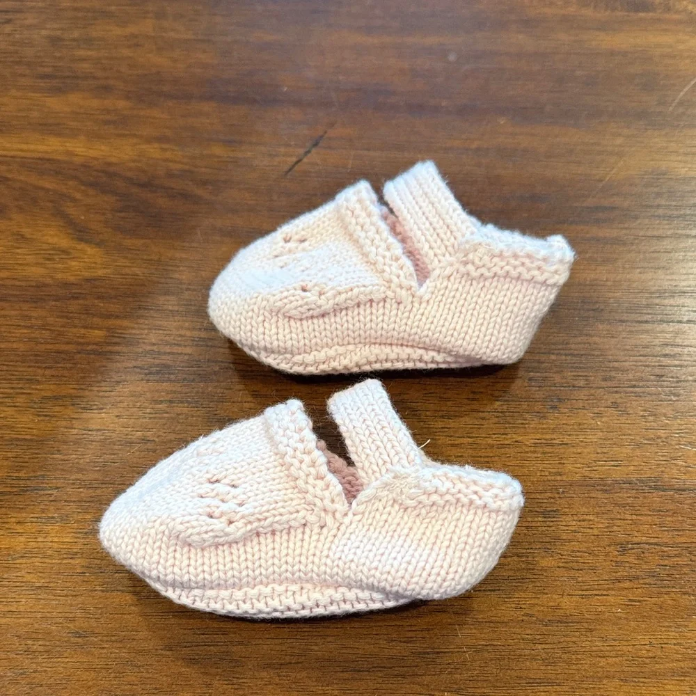 Baby Shoes — Pink Cotton Knit / Crochet