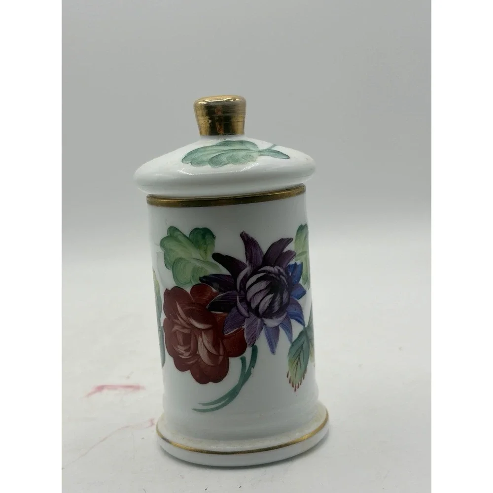 Norleans Japan Hand Painted Floral Porcelain Canister Jar w/Lid Gold Trim 5