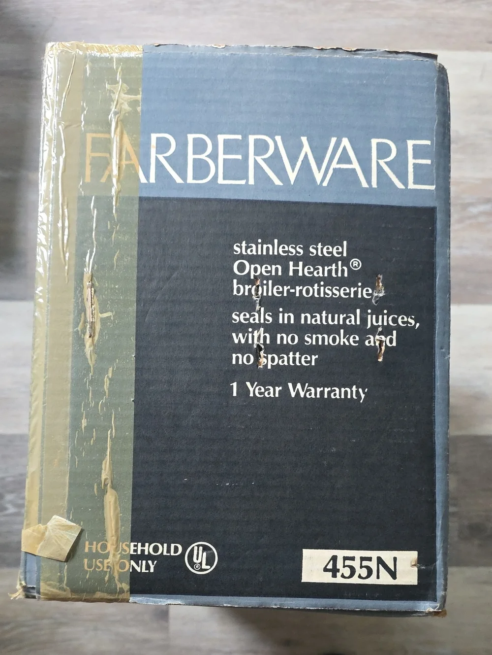 Open BOX VNTG Farberware Stainless Steel Open Hearth Broiler-Rotisserie 455N