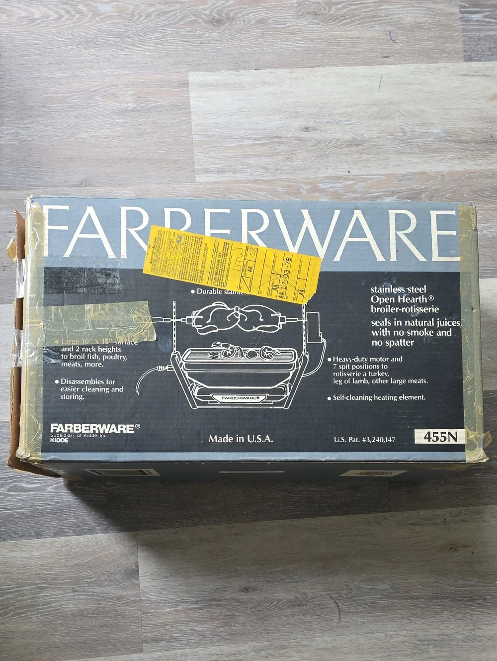 Open BOX VNTG Farberware Stainless Steel Open Hearth Broiler-Rotisserie 455N